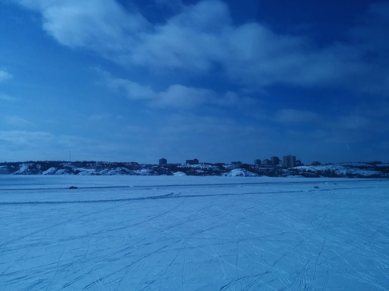 The frozen Dettah Ice Road near Yellowknife in Canada's Northwest Territories.